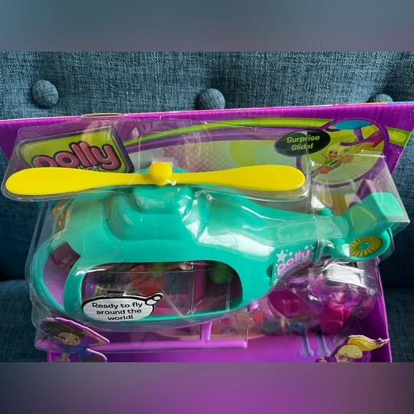 New Polly Pocket Vacation Helicopter Blue Mattel 2011 Rare X2356 Toy Gift - Picture 2 of 3